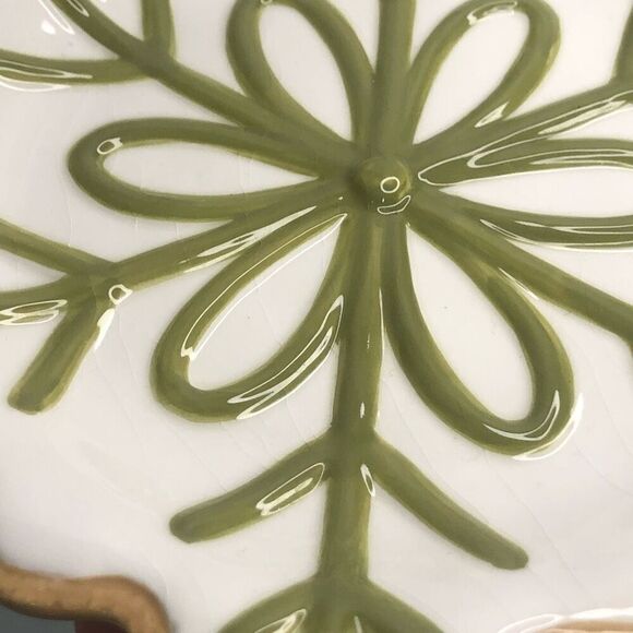 department 56 cookie plate green white sugar cookie snowflake shape 8.25 READ - Picture 5 of 7